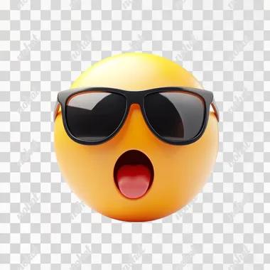 classic surprise emoji with sunglass down. ios emoji style. 3d minimalist. white background.