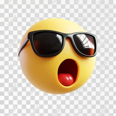 classic surprise emoji with sunglass down. ios emoji style. 3d minimalist. white background.