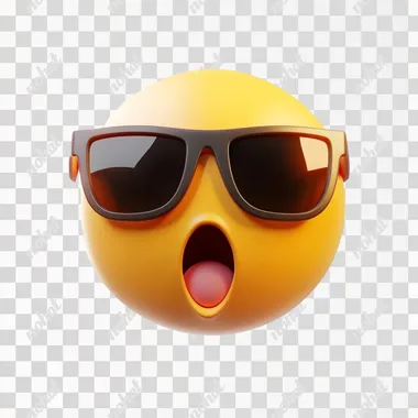 classic surprise emoji with sunglass down. ios emoji style. 3d minimalist. white background.