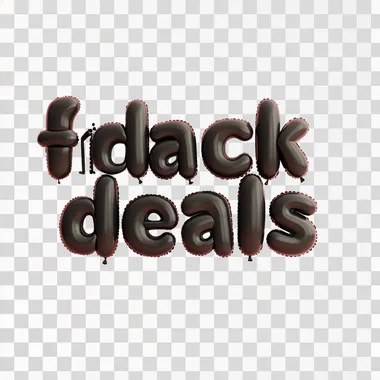 the words "black friday deals" made out of matte black balloons, in front of a light pink backdrop