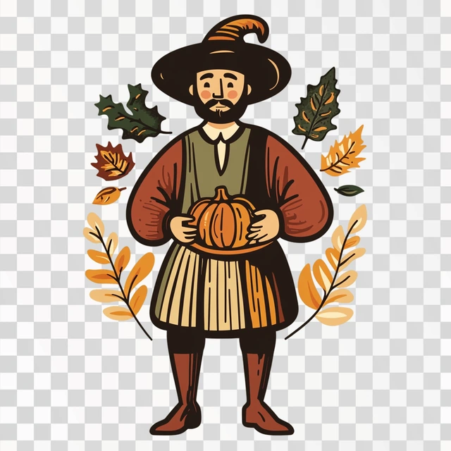 a male thanksgiving pilgrim icon inspired by William Morris 