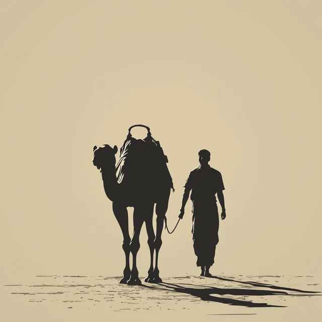 Guiding the Journey: Man and Camel Silhouette Logo