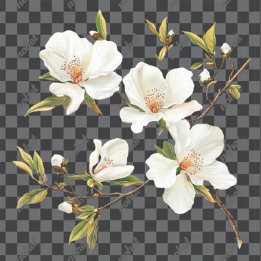 chinese flowers, isolated on white background