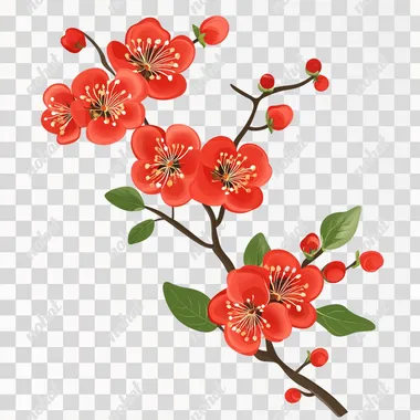 chinese flowers, isolated on white background