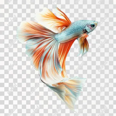 fish tail realistic white background