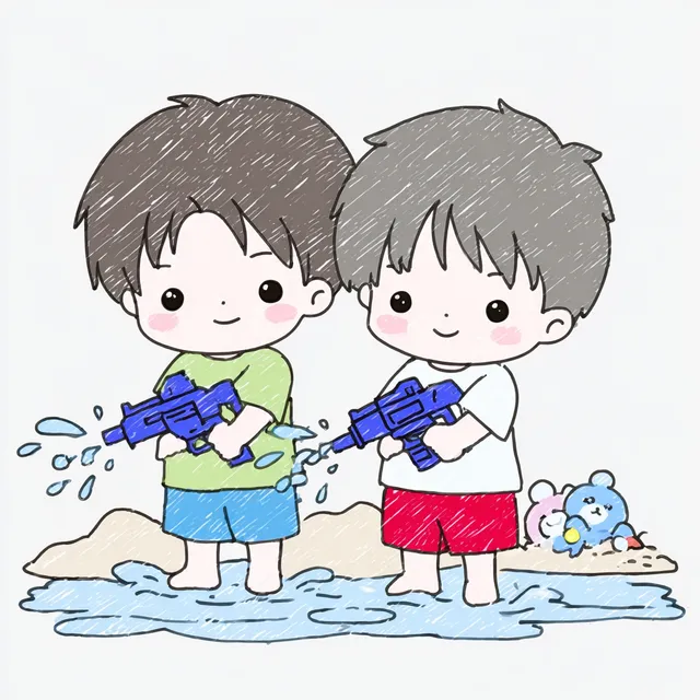 Playful Summer: Children with Water Guns