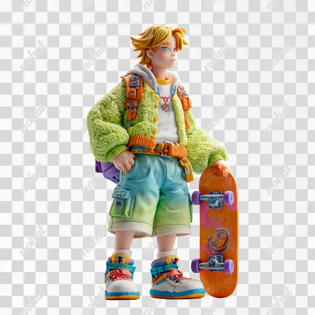 PNG Trendy Boy Toy with Skateboard