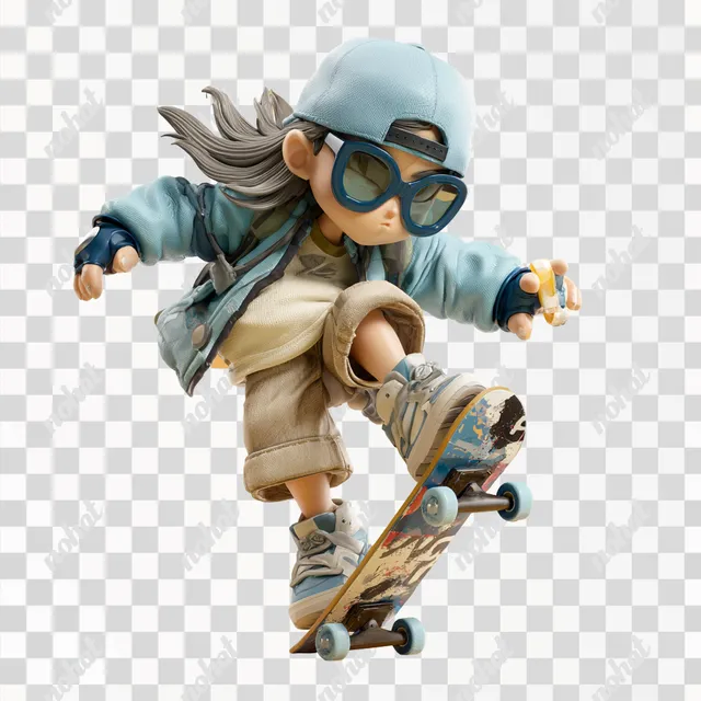 PNG Vivid Street Style Skateboarder Toy