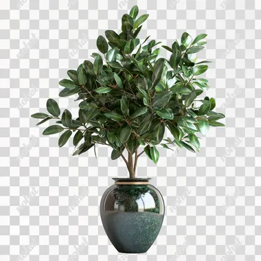 a beautiful evergreen plant vase, no background