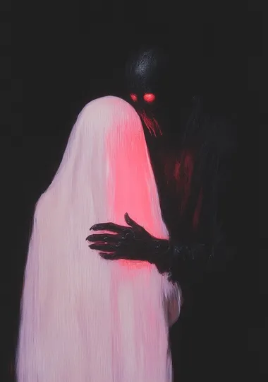 Oil painting Oil painting Painting of woman hugs an illuminated dark purple wolfman figure The atmosphere is mysterious, with an indigo light from behind creating a glowing effect and soft shadows. The drawing has a high resolution and cinematic lighting, giving it the quality of a masterpiece. in the style of John Brack, a minimalist painting style, executed in oil pastel black background, in the style of Frank Frazetta, in the style of Leonardo Da Vinci      hs7w6tq