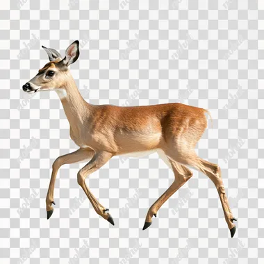 A real running deer photo, realistic, photographic, ultra detailed, HD lossless quality, side view, pure white background