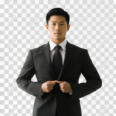 a photograph of a asian chinese men wearing professionally with a suit, posing, in a white background