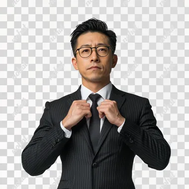 a photograph of a asian chinese men wearing professionally with a suit, posing, in a white background