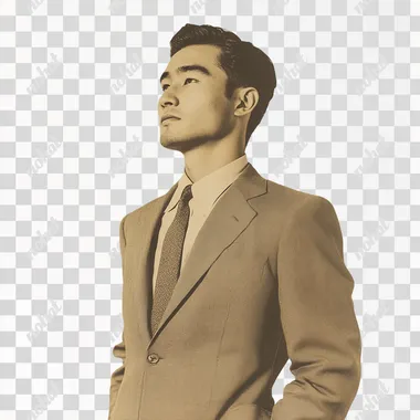 a photograph of a asian chinese men wearing professionally with a suit, posing, in a white background