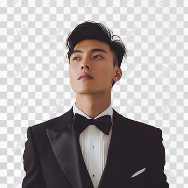a photograph of a asian chinese men wearing professionally with a suit, posing, in a white background