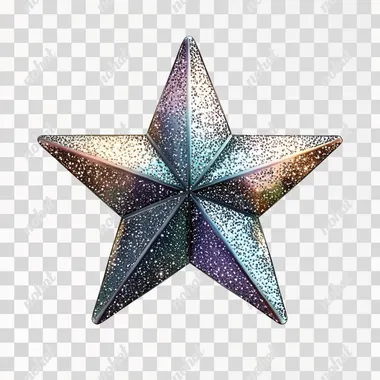 five pointed sparkly star on white background, digital art , 2D, midnight representation fantasy romance star