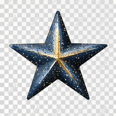 five pointed sparkly star on white background, digital art , 2D, midnight representation fantasy romance star