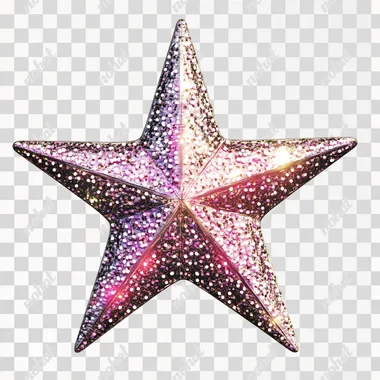 five pointed sparkly star on white background, digital art , 2D, midnight representation fantasy romance star