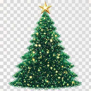 Create a clipart of green shiny christmas tree with a fauq sequins effect