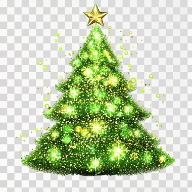 Create a clipart of green shiny christmas tree with a fauq sequins effect