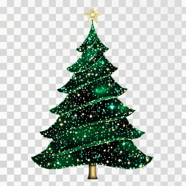 Create a clipart of green shiny christmas tree with a fauq sequins effect