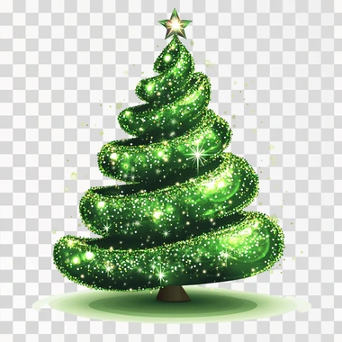 Create a clipart of green shiny christmas tree with a fauq sequins effect