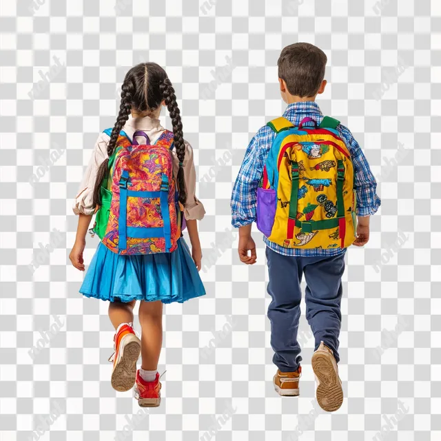 Joyful Arab Children in School Uniforms with Backpacks