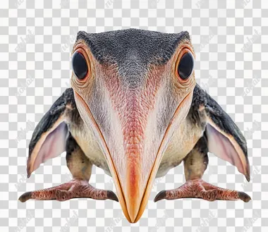 Pteranodon, a flying dinosaur with a long beak and wings isolated on a white background, is a detailed illustration in the style of a professional photograph. The ultra-high-resolution detail of the subject is captured in a close-up shot. This realistic portrayal emphasizes intricate features that showcase natural beauty.