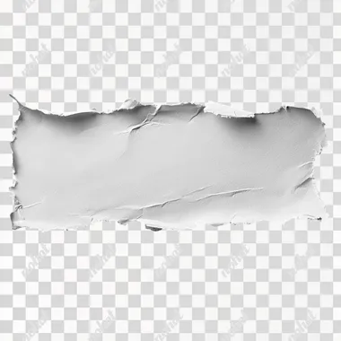 Wide white torn sheet of paper horizontally on black background