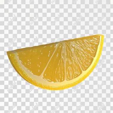 Lemon 45 degree slice section, white background, 4k clear photo