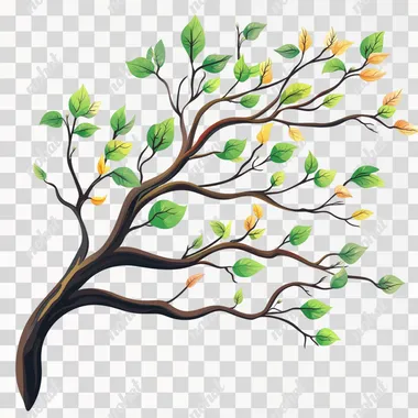 vector illustration, flat design, tree branches, white background