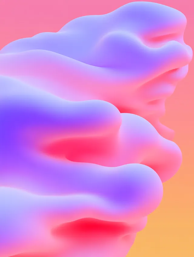 Surreal Pink and Blue Wave in a Dreamy Gradient Rainy Sky