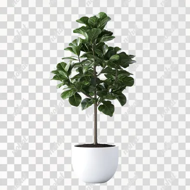 a large potted tree in a white pot with plain white background