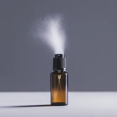 a small pump spray bottle spraying a mist on a plain background