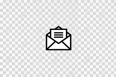A black and white vector icon of an open envelope with a letter inside, representing mailbox messages or email actions. The design is simple yet clear, suitable for web clip art. It is set against a pure white background to emphasize its minimalistic appearance. This icon could be used as part of professional business branding materials or digital marketing backgrounds.    v2aj9vd