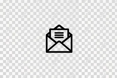 A black and white vector icon of an open envelope with a letter inside, representing mailbox messages or email actions. The design is simple yet clear, suitable for web clip art. It is set against a pure white background to emphasize its minimalistic appearance. This icon could be used as part of professional business branding materials or digital marketing backgrounds.    v2aj9vd