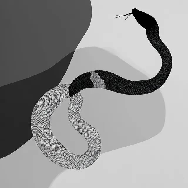 Black and White Minimalist Illustration of a Snake in Nature 2025