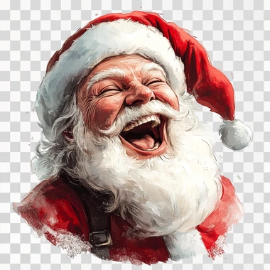 a picture laughing santa claus whith white backgound