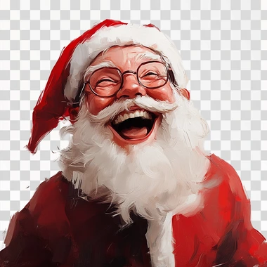 a picture laughing santa claus whith white backgound