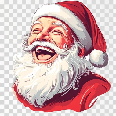 a picture laughing santa claus whith white backgound
