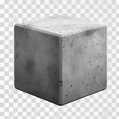 Concrete cube isolated on white background, realistic