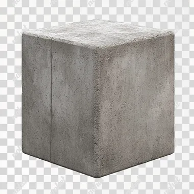 Concrete cube isolated on white background, realistic