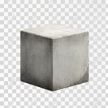 Concrete cube isolated on white background, realistic