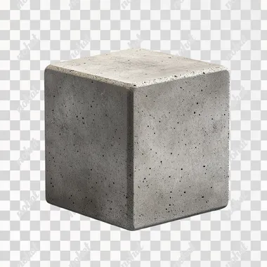Concrete cube isolated on white background, realistic