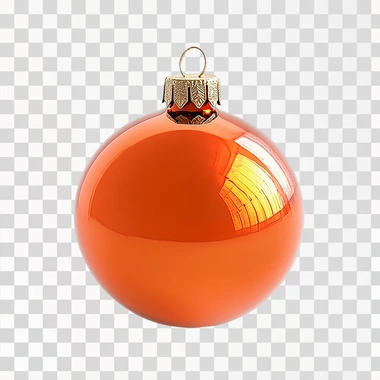 Single orange Christmas bauble on a clean white background to be removed later