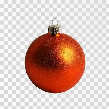 Single orange Christmas bauble on a clean white background to be removed later