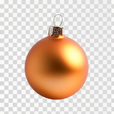 Single orange Christmas bauble on a clean white background to be removed later