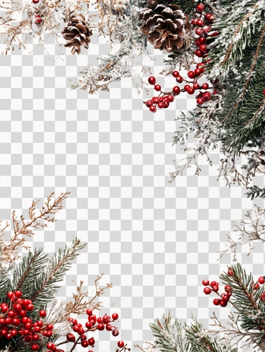 Christmas Corner Border decoration Png, isolated