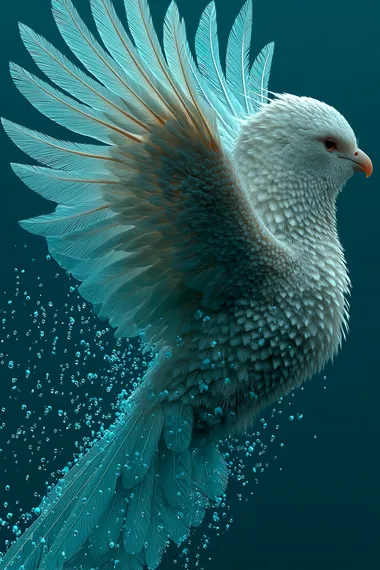 A Pixar-style image of a frost phoenix reborn mid-flight, wings shedding snowflakes and tail trailing soft aurora light. Ice crystals form midair as it soars, singing a melodic cry that sounds like both winter and hope.   --raw