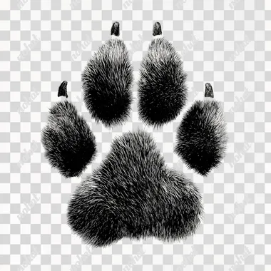 pawprint like it was stamped, simple, realistic, no other imagery, black ink , solid white background --s 250